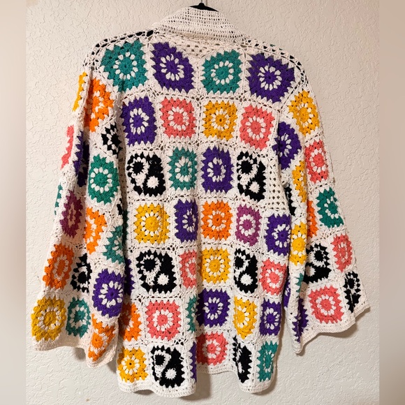 Earthbound Trading Co Crochet Patchwork Cardigan - Picture 2 of 4